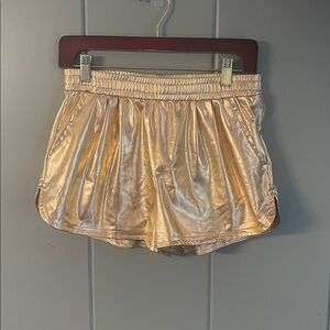 Gold Rave Booty Shiny Short Shorts Dance Hot Pants With Pockets Women’s Large